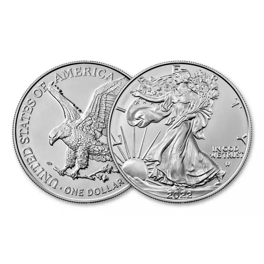 地金型4：2297 アメリカ 2022 イーグル 1ドル 1オンス 銀貨 【1枚】 (コインケース付き)