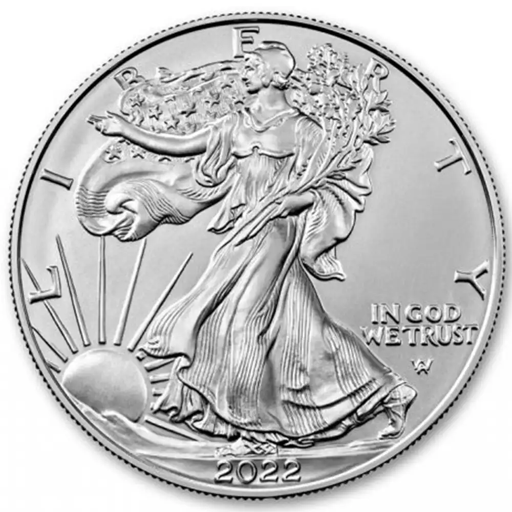 地金型2：2297 アメリカ 2022 イーグル 1ドル 1オンス 銀貨 【1枚】 (コインケース付き)