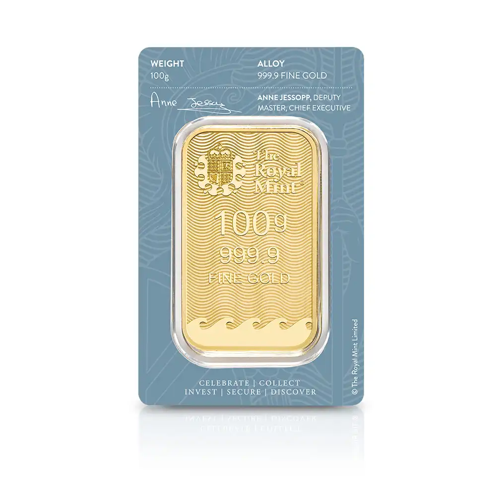 地金型5:2145 イギリス ブリタニア 金の延べ板 100グラム(100g) 【1本】 (ブリスターパック付き)