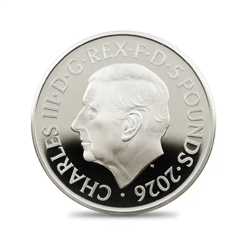 モダンコイン3:6201 2026 チャールズ3世 エリザベス2世のコイン肖像シリーズ 第一弾 ヤングヤングエリザベス 5ポンドプルーフ銀貨 未鑑定 箱付き