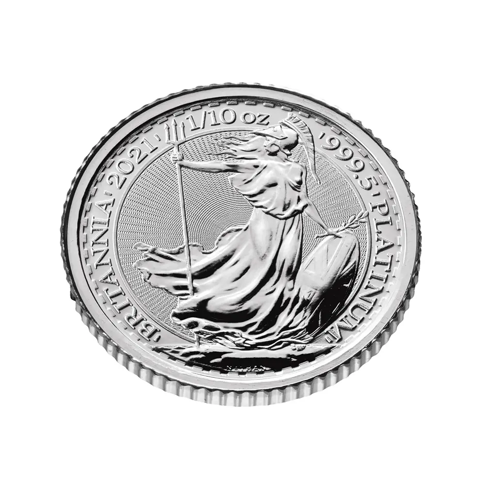 地金型4：6411 イギリス 2021 エリザベス2世 ブリタニア 10ポンド 1/10オンス プラチナ貨 【1枚】 (コインケース付き)