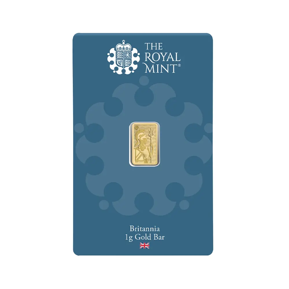 地金型4:6413 【R-TRUST様専用・割引対象外】 イギリス ブリタニア 金の延べ板 1グラム(1g) ゴールドバー 2025年アップグレードデザイン【1本】 (ブリスターパック付き)