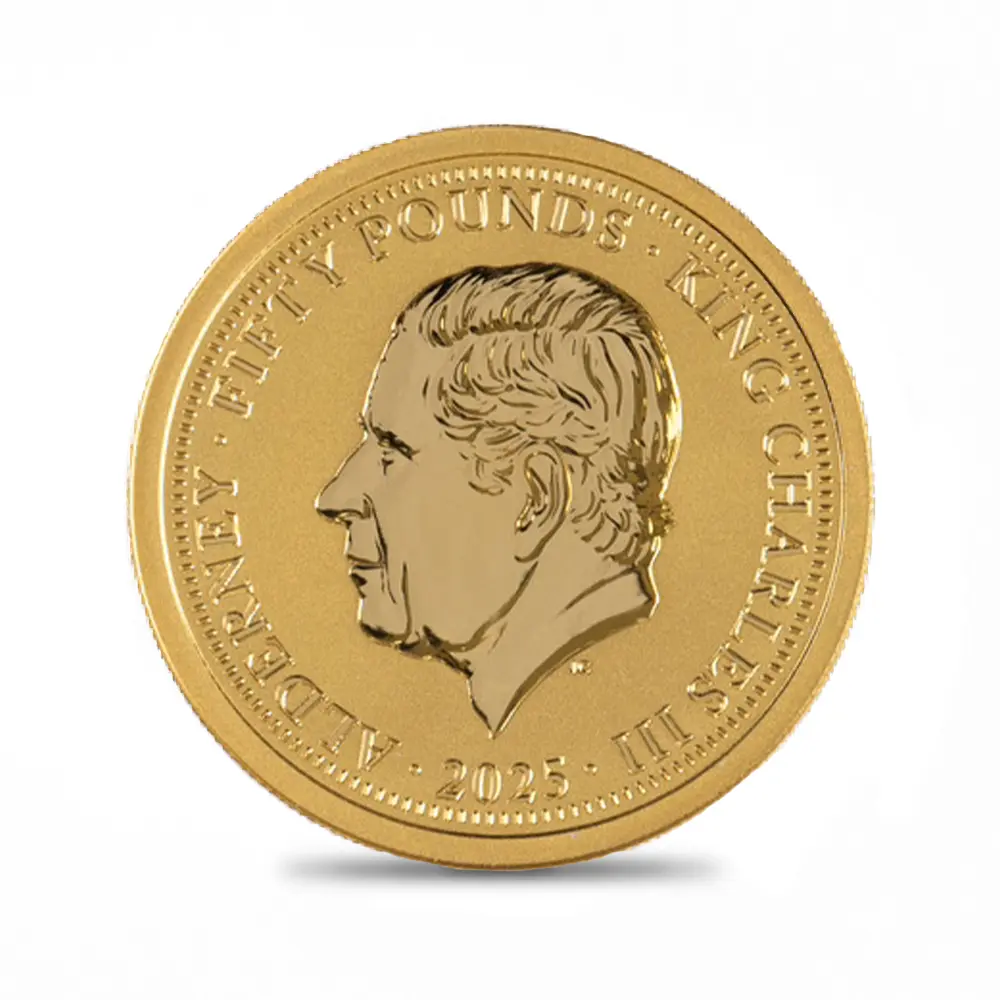 モダンコイン3:6393 オルダニー島 2025 チャールズ3世 ウナ&ライオン ウルトラハイレリーフ 1/2オンスリバースプルーフ金貨 発行即日鑑定品 NGC PF70UC 箱付き【ご予約承り品】納期約1~2か月