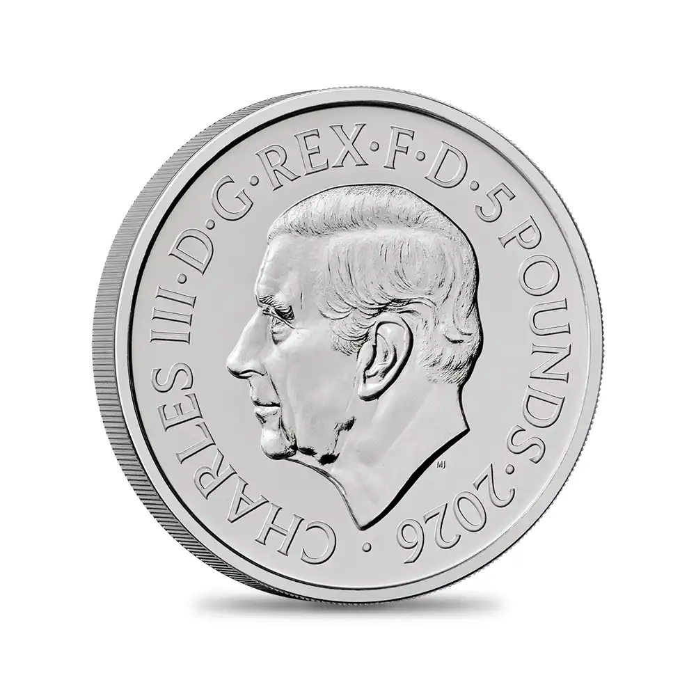 モダンコイン3:6427 2026 チャールズ3世 エリザベス2世のコイン肖像シリーズ 第二弾 ヤングエリザベス 5ポンドBU白銅貨 未鑑定 パッケージ付き【ご予約承り品】