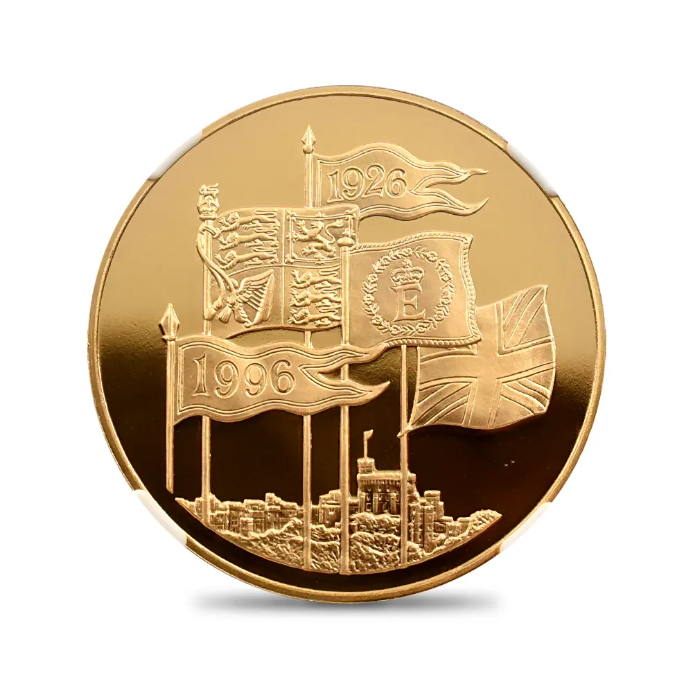 モダンコイン2：6431 1996 エリザベス2世 ミドルエリザべス 女王生誕70周年記念 5ポンド金貨 NGC PF70UC