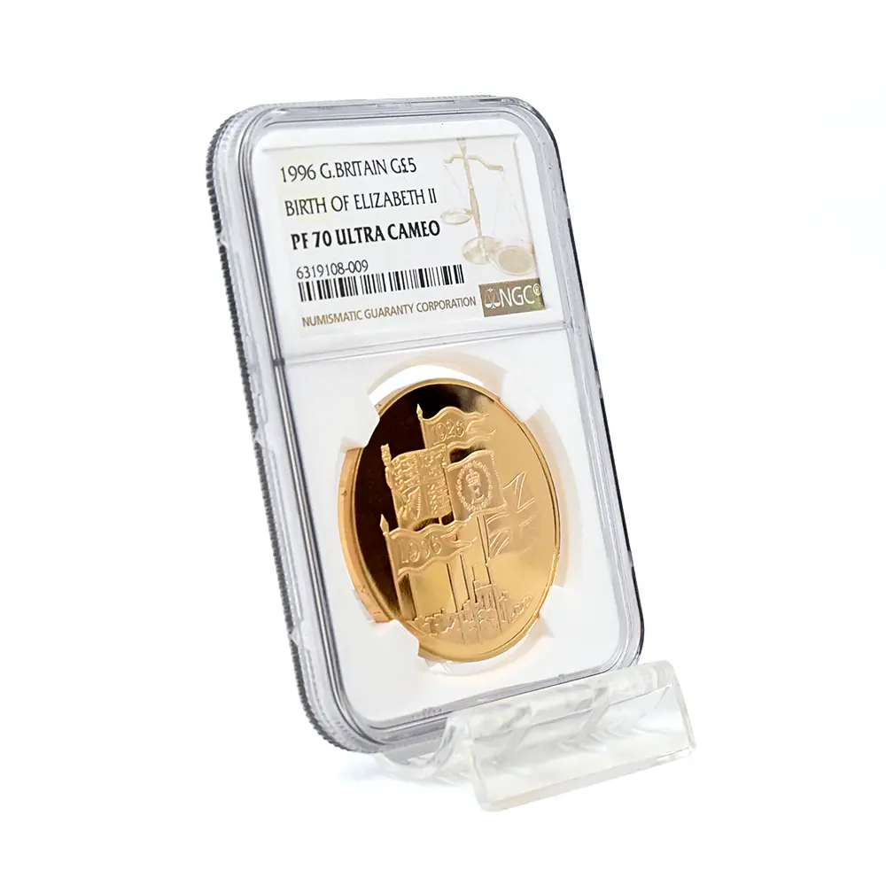 モダンコイン6：6431 1996 エリザベス2世 ミドルエリザべス 女王生誕70周年記念 5ポンド金貨 NGC PF70UC