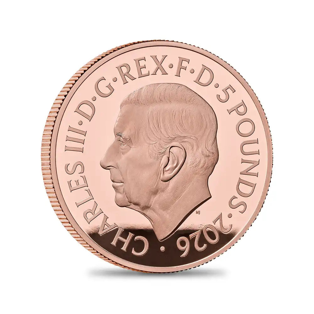 モダンコイン3:6430 2026 チャールズ3世 エリザベス2世のコイン肖像シリーズ 第二弾 ヤングエリザベス 5ポンドプルーフ金貨 未鑑定 箱付き【ご予約承り品】