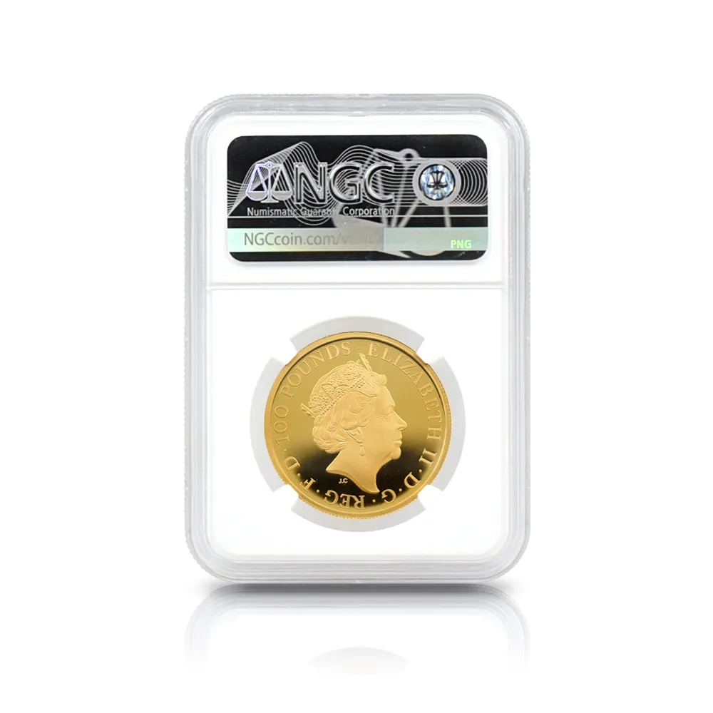 モダンコイン5:6436 2021 エリザベス2世 クイーンズビースト コンプリーター 英国王室の十大守護獣 100ポンド1オンス金貨 NGC PF70UC 箱付き