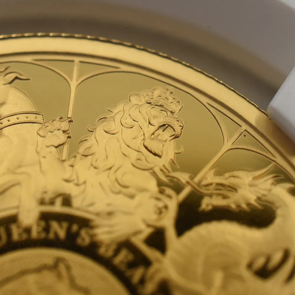 モダンコイン11:6436 2021 エリザベス2世 クイーンズビースト コンプリーター 英国王室の十大守護獣 100ポンド1オンス金貨 NGC PF70UC 箱付き