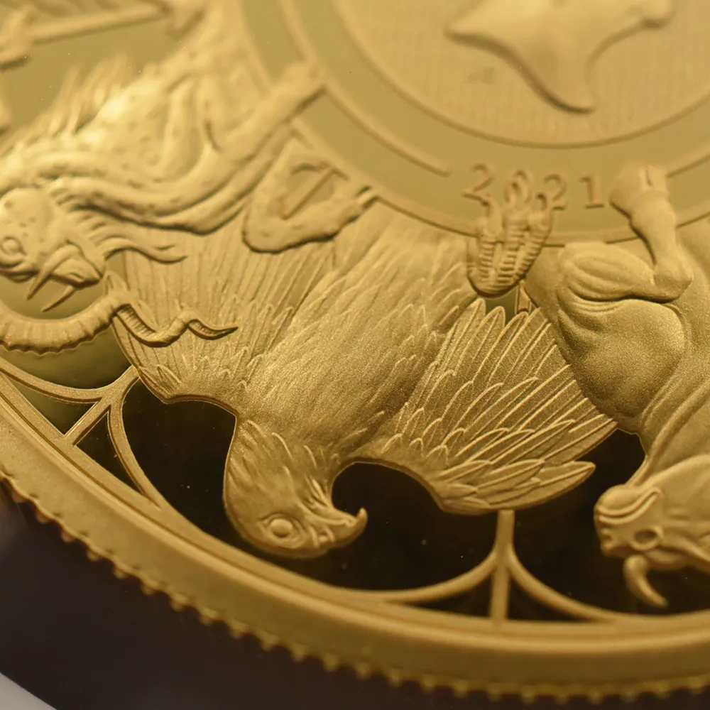 モダンコイン13:6436 2021 エリザベス2世 クイーンズビースト コンプリーター 英国王室の十大守護獣 100ポンド1オンス金貨 NGC PF70UC 箱付き