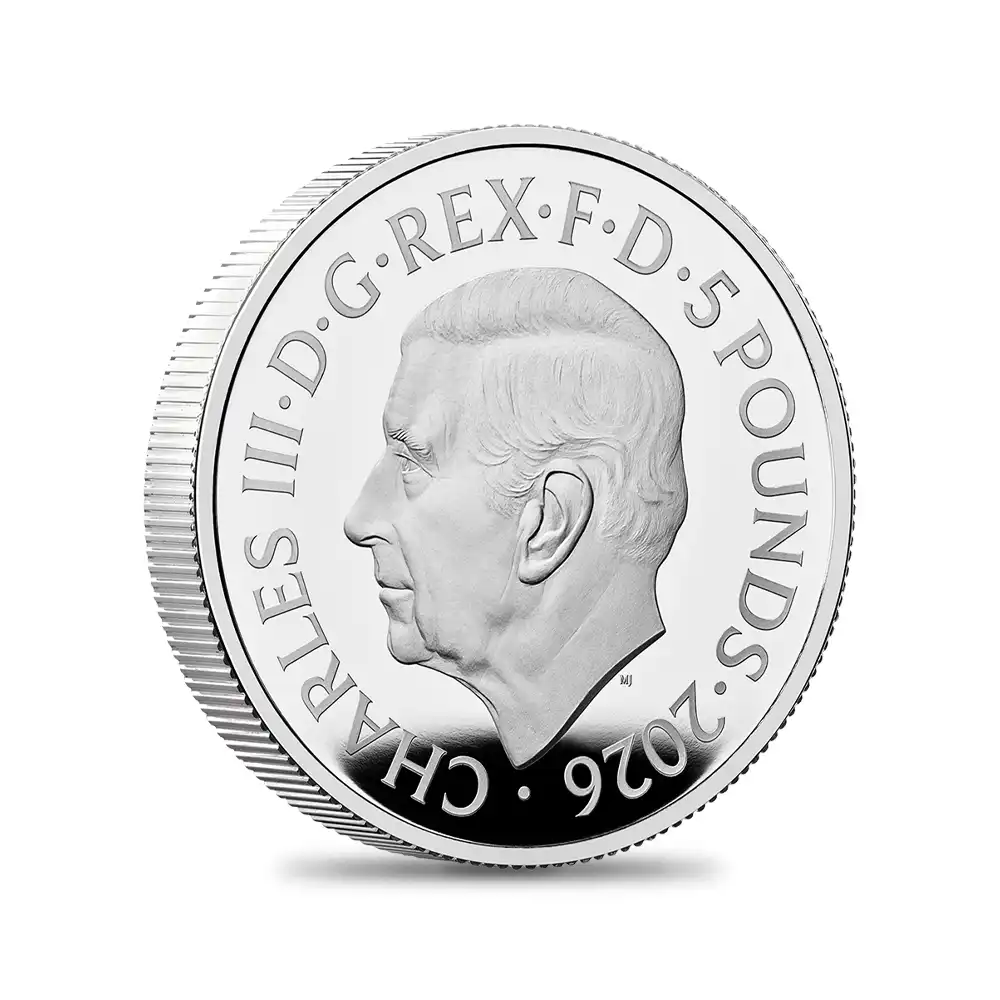 モダンコイン3：6440 【鑑定オプション無し】2026 チャールズ3世 エリザベス2世のコイン肖像シリーズ 第二弾 ヤングエリザベス 5ポンドプルーフピェフォー銀貨 未鑑定 箱付き【ご予約承り品】