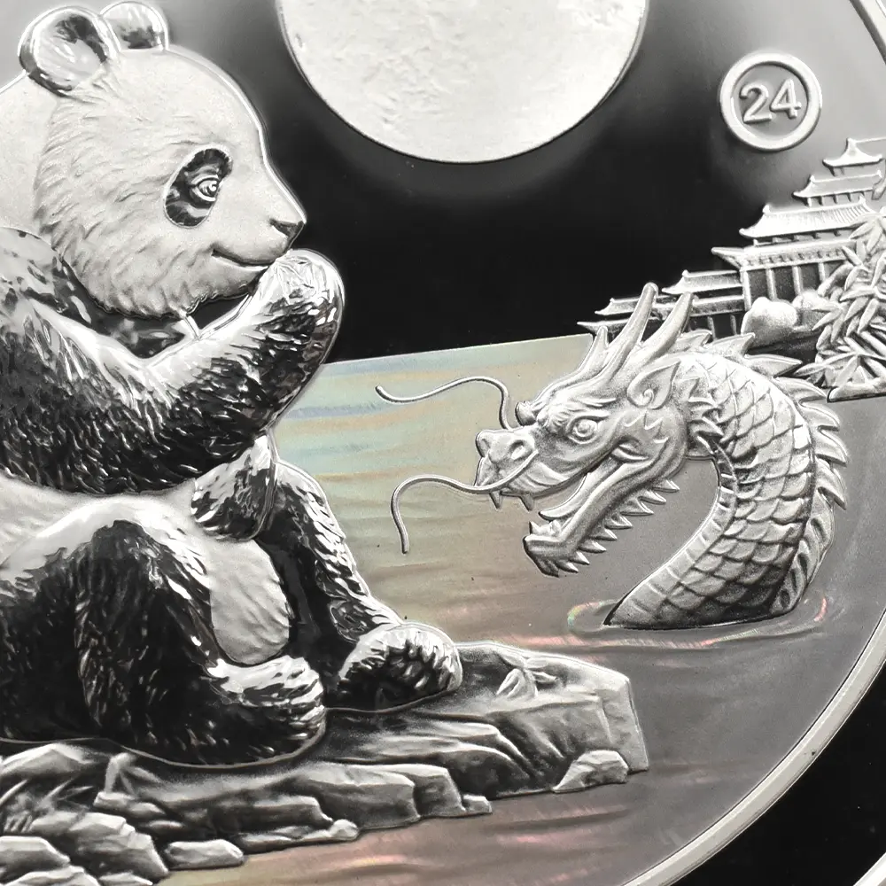地金型13:6444 中国 2020-2024 パンダ 中秋節 2オンス銀メダル 5枚セット 未鑑定【5枚】 (コインケース付き)