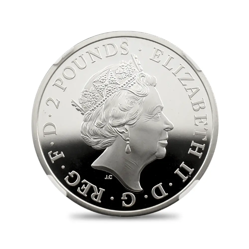 モダンコイン3:6445 2021 エリザベス2世 クイーンズビースト コンプリーター 英国王室の十大守護獣 2ポンド1オンス銀貨 NGC PF70UC 箱付き