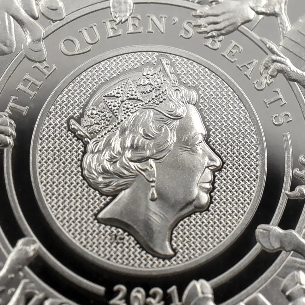 モダンコイン7:6445 2021 エリザベス2世 クイーンズビースト コンプリーター 英国王室の十大守護獣 2ポンド1オンス銀貨 NGC PF70UC 箱付き