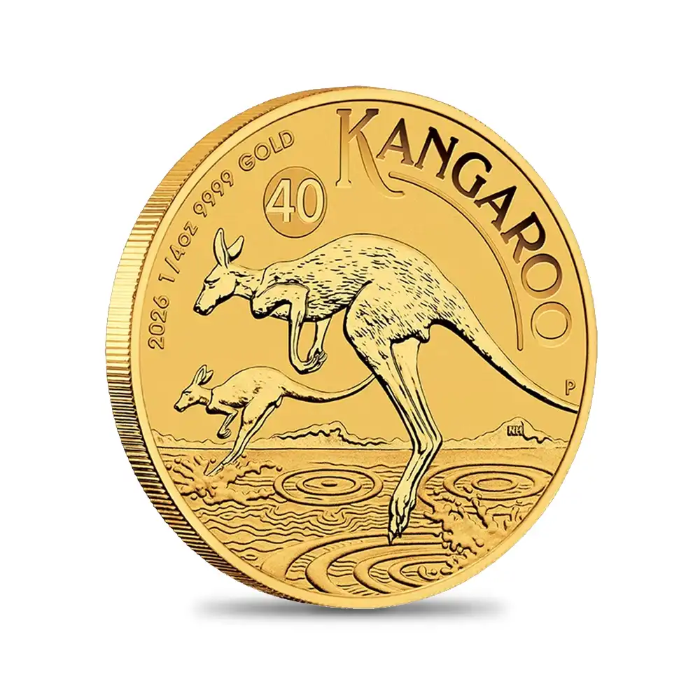 地金型4：6448 オーストラリア 2026 カンガルー 25ドル 1/4オンス 金貨 【1枚】 (コインケース付き)