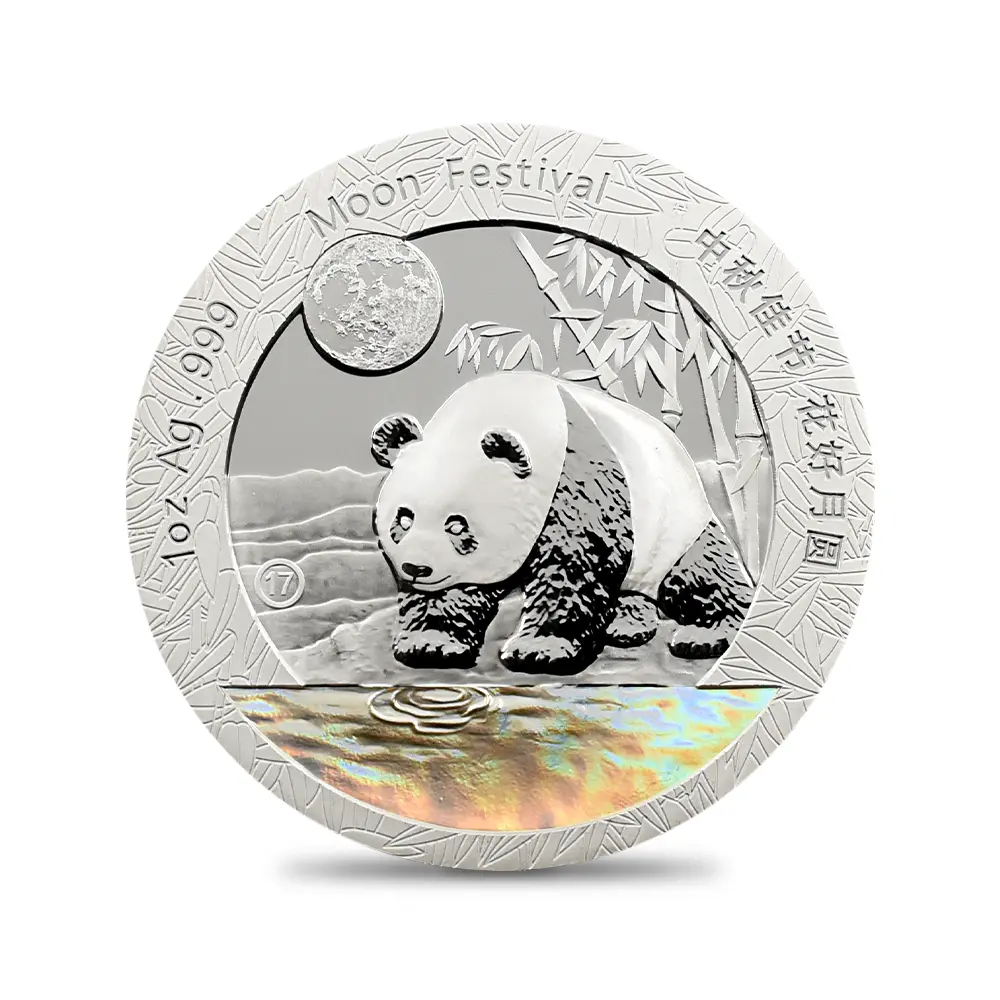 地金型6:6450 中国 2015-2019 パンダ 中秋節 1オンス銀メダル 5枚セット 未鑑定