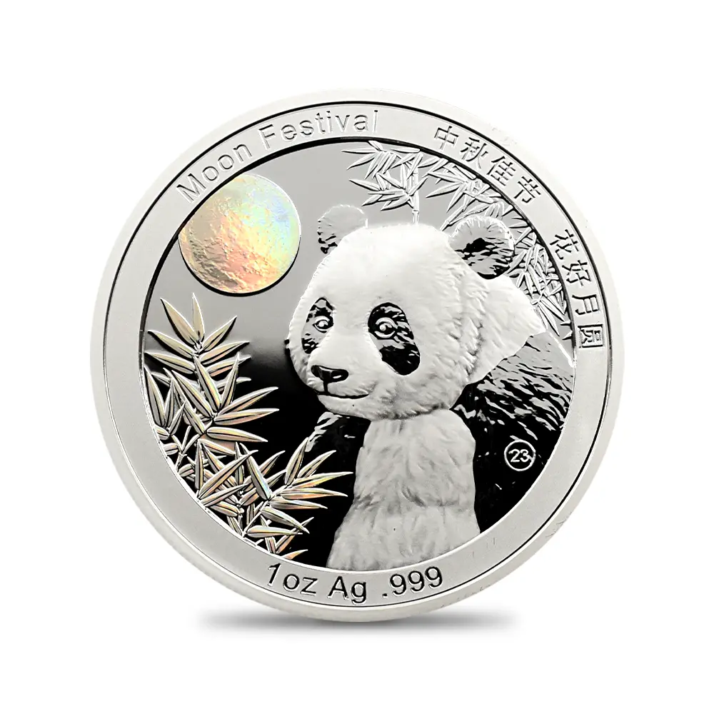 地金型8：6451 中国 2020-2024 パンダ 中秋節 1オンス銀メダル 5枚セット 未鑑定