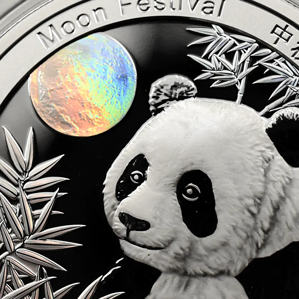 地金型14：6451 中国 2020-2024 パンダ 中秋節 1オンス銀メダル 5枚セット 未鑑定