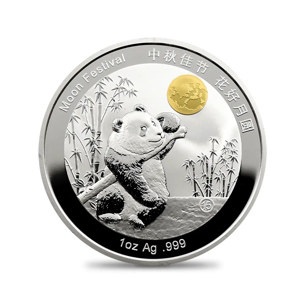 地金型2:6452 中国 2015-2024 パンダ 中秋節 1オンス銀メダル 10枚セット 未鑑定