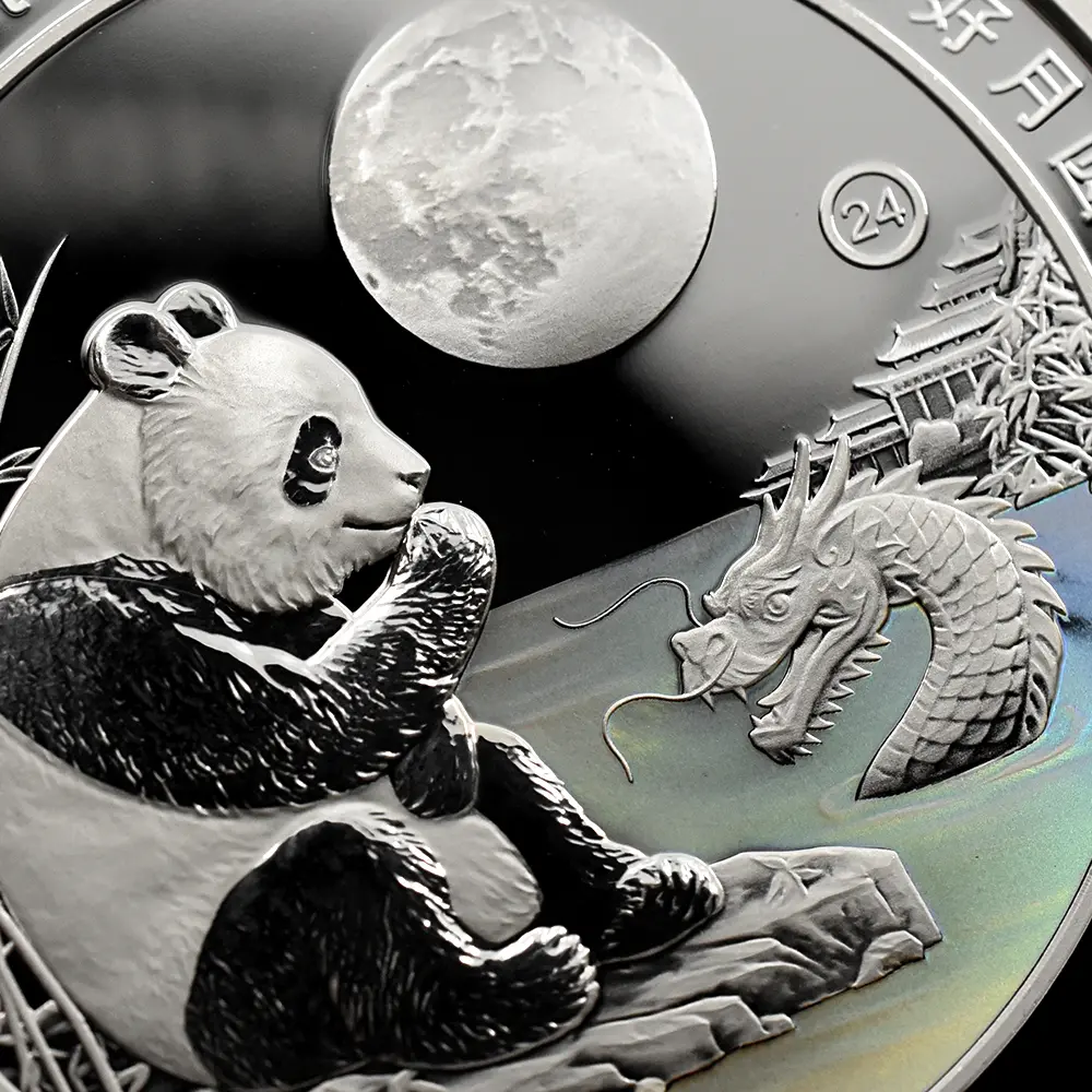 地金型27:6452 中国 2015-2024 パンダ 中秋節 1オンス銀メダル 10枚セット 未鑑定