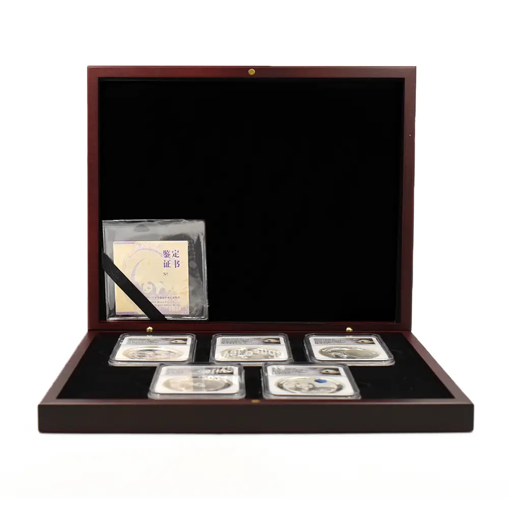 メダル8：6437 中国 2020-2024 パンダ 中秋節り 2オンス銀メダル 5枚セット NGC PF70UC 箱付き