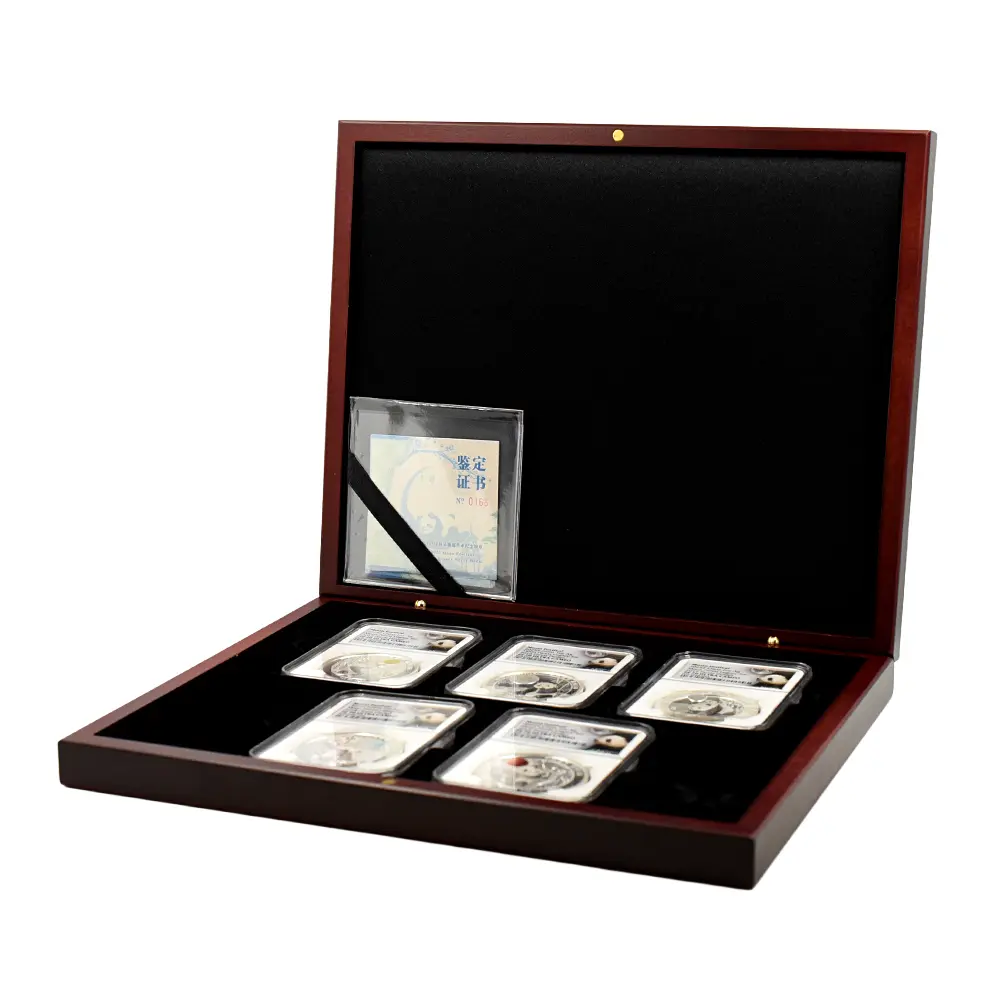 メダル8：6432 中国 2015-2019 パンダ 中秋節 1オンス銀メダル 5枚セット NGC PF70UC 箱付き