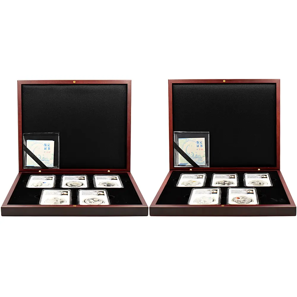 メダル13：6434 中国 2015-2024 パンダ 中秋節 1オンス銀メダル 10枚セット NGC PF70UC 箱付き