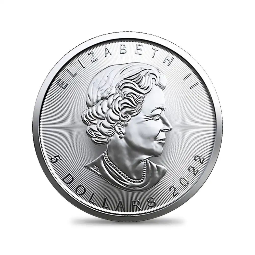 地金型3：1413 カナダ 2022 エリザベス2世 メイプルリーフ 5ドル1オンス 銀貨【1枚】【ご予約承り品】