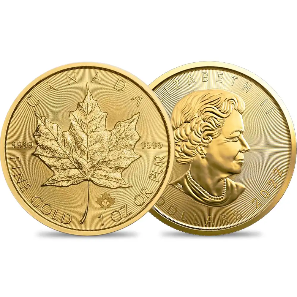カナダ 2022 エリザベス2世 メイプルリーフ 50ドル1オンス地金型金貨【ご予約承り品】