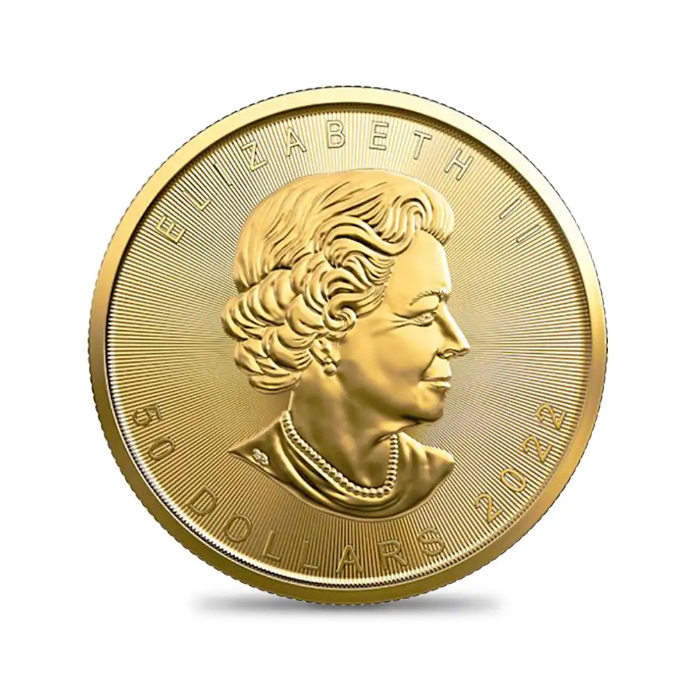 地金型3：1408 カナダ 2022 エリザベス2世 メイプルリーフ 50ドル1オンス 金貨【ご予約承り品】