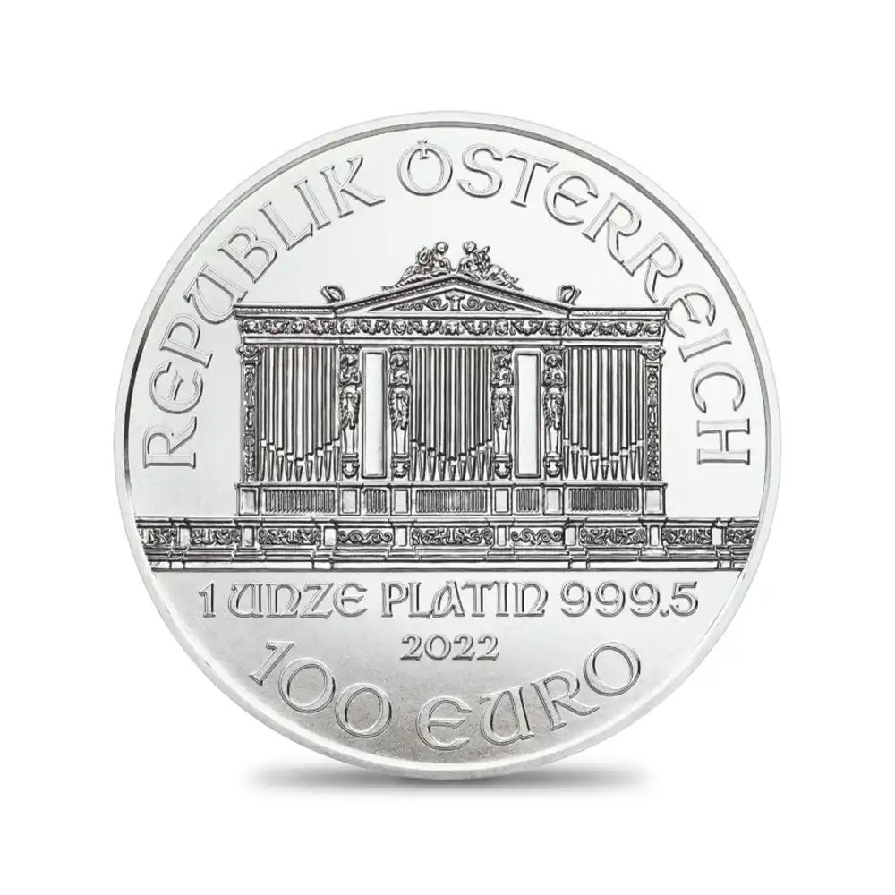 地金型3：1406 オーストリア 2022 100ユーロ1オンス ウィーン地金型プラチナ貨【ご予約承り品】