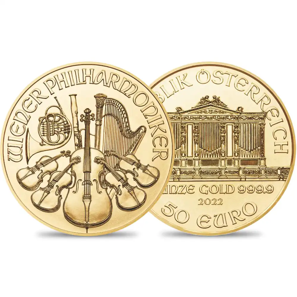 地金型1：1405 オーストリア 2022 50ユーロ1/2オンス  ウィーン 金貨【ご予約承り品】