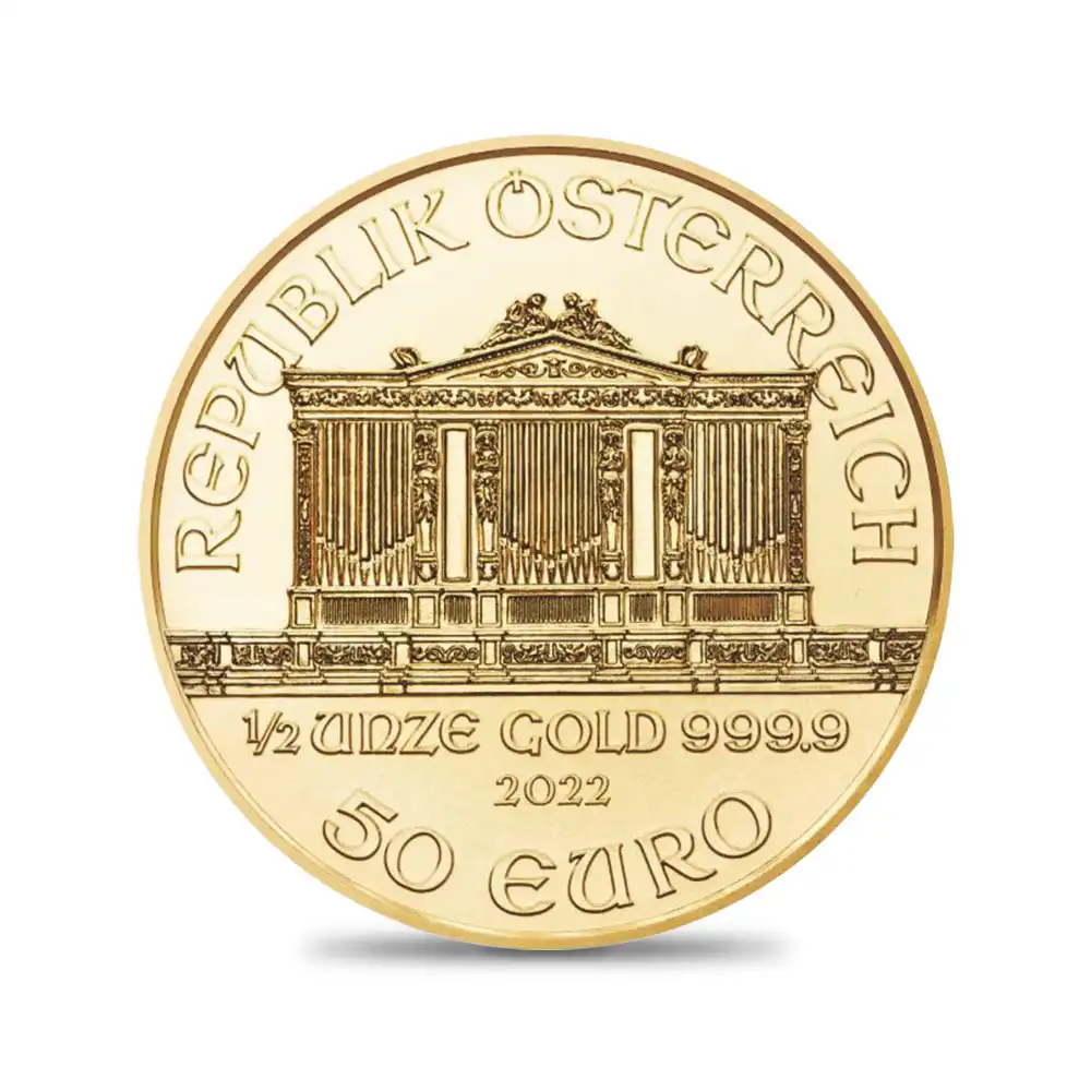 地金型3：1405 オーストリア 2022 50ユーロ1/2オンス  ウィーン 金貨【ご予約承り品】