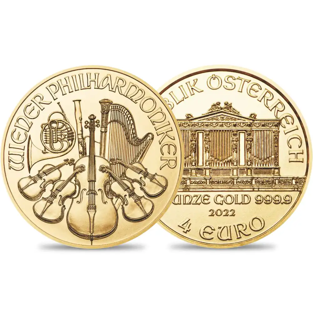 地金型1：1402 オーストリア 2022 4ユーロ1/25オンス ウィーン 金貨【ご予約承り品】