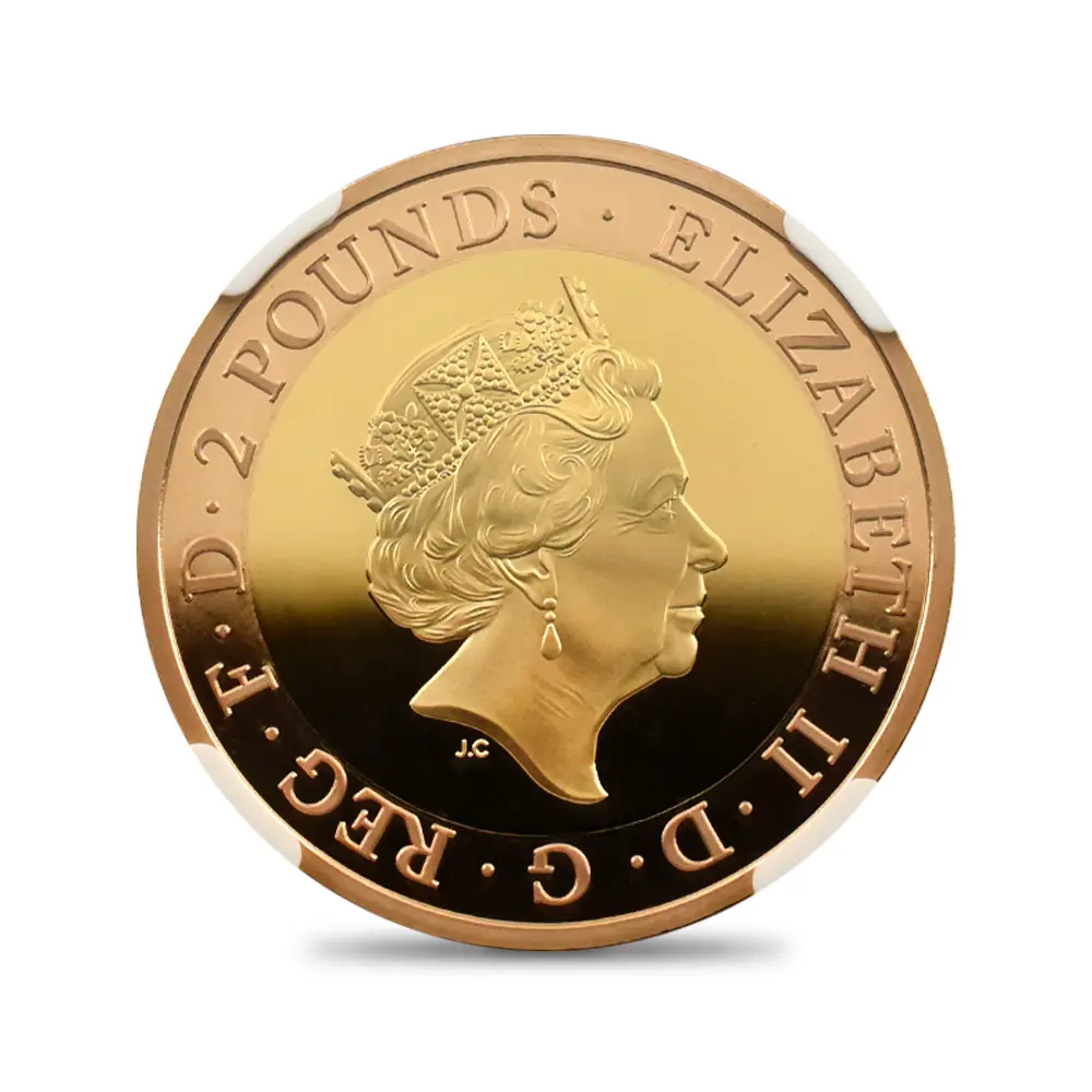 モダンコイン3：6453 2020 エリザベス2世 メイフラワー号出航400周年 2ポンド2色金貨 ファーストリリース NGC PF70UC 箱付き