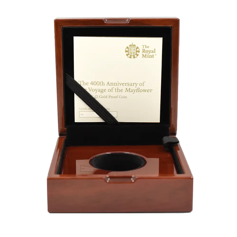 モダンコイン9：6453 2020 エリザベス2世 メイフラワー号出航400周年 2ポンド2色金貨 ファーストリリース NGC PF70UC 箱付き