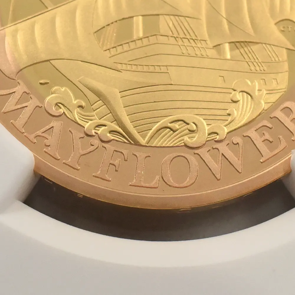 モダンコイン10：6453 2020 エリザベス2世 メイフラワー号出航400周年 2ポンド2色金貨 ファーストリリース NGC PF70UC 箱付き