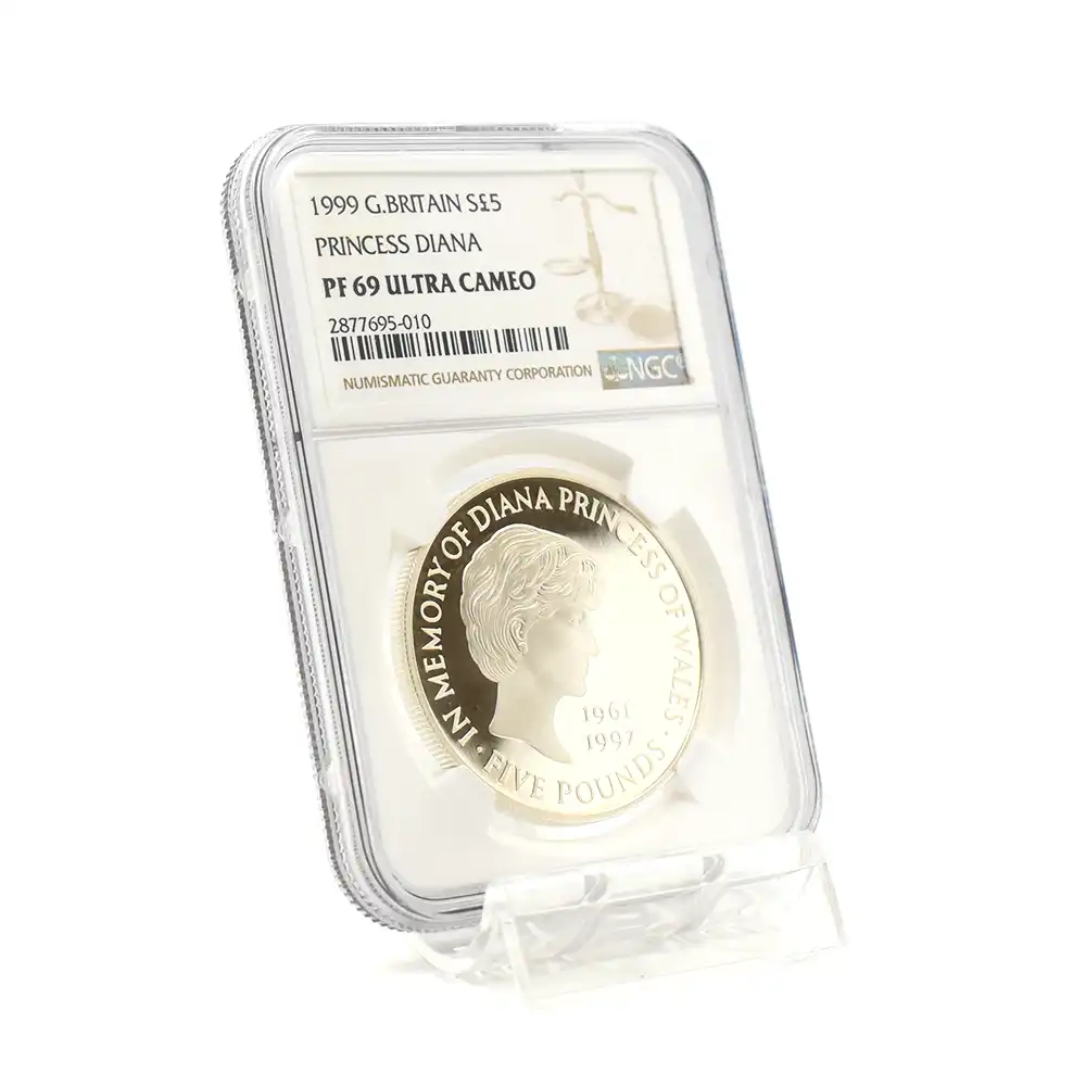 モダンコイン6：6462 1999 エリザベス2世 ダイアナ妃追悼記念 5ポンド銀貨 NGC PF69UC