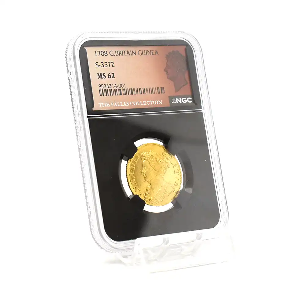アンティークコイン6：6463 1708 アン女王 ギニー金貨 NGC MS62 S-3572
