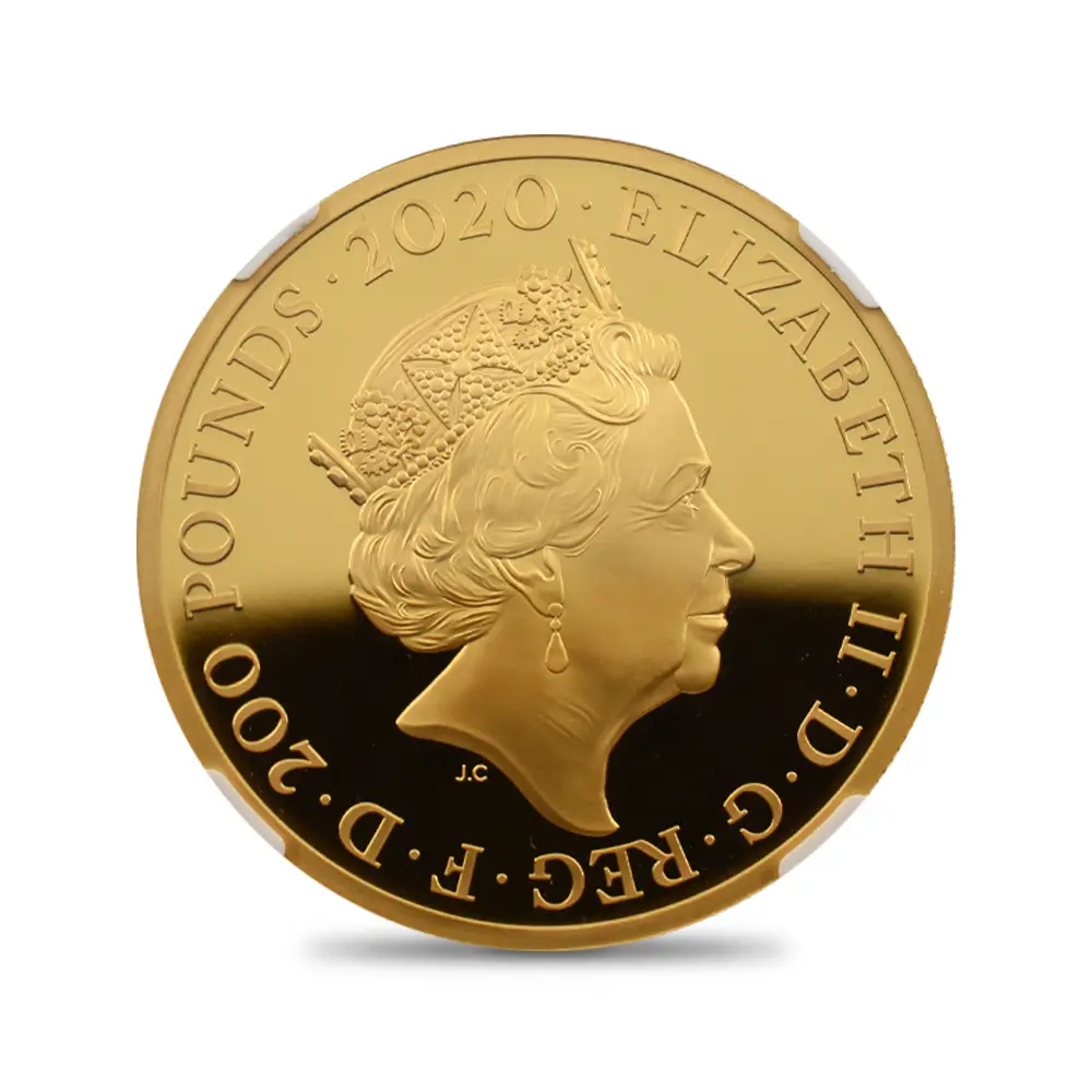 モダンコイン3：6454 2020 エリザベス2世 ミュージックレジェンド第3弾 デヴィッド・ボウイ 200ポンド2オンス金貨 ファーストリリース NGC PF70UC 箱付き