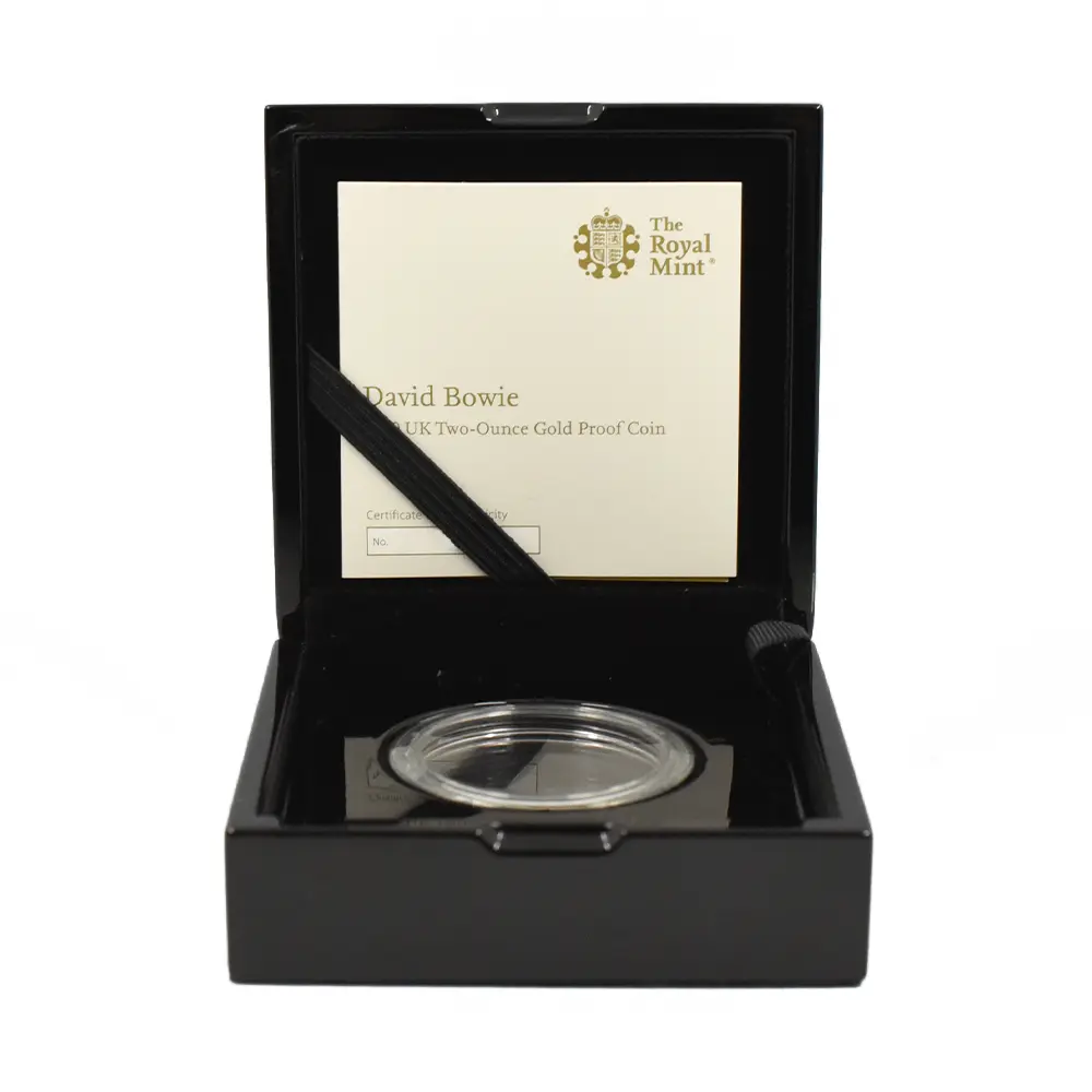 モダンコイン9：6454 2020 エリザベス2世 ミュージックレジェンド第3弾 デヴィッド・ボウイ 200ポンド2オンス金貨 ファーストリリース NGC PF70UC 箱付き