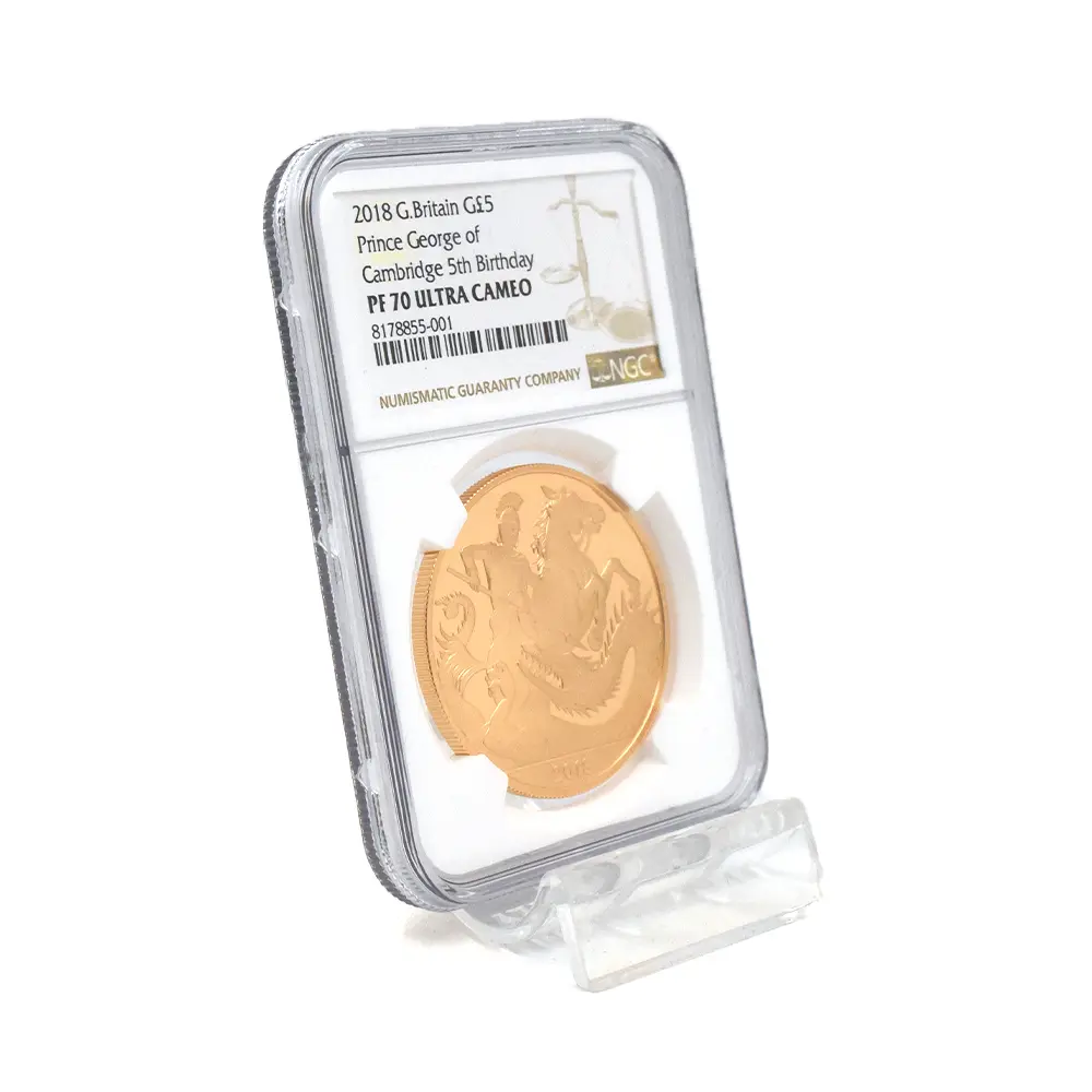 モダンコイン6：6455 2018 エリザベス2世 ジョージ王子誕生5周年記念 5ポンド金貨 NGC PF70UC