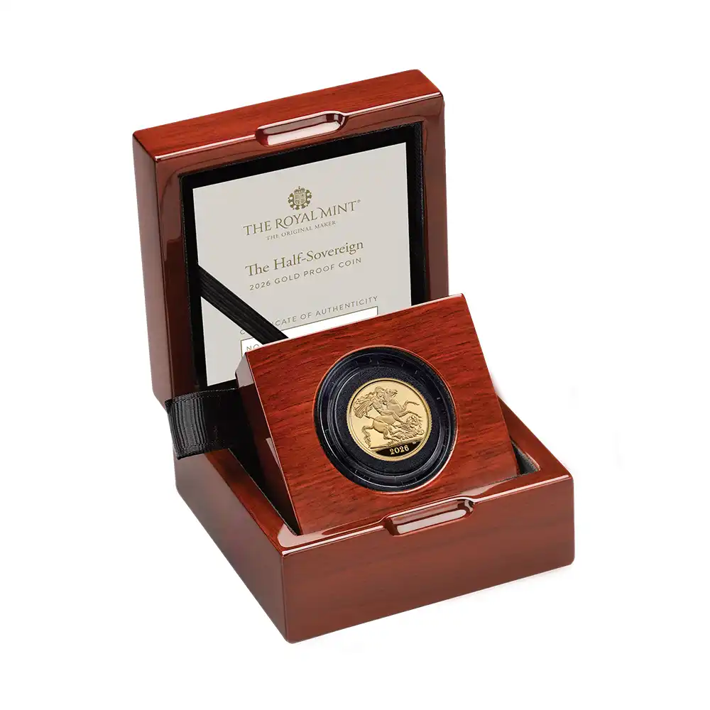 モダンコイン5：6465 2026 チャールズ3世 聖ジョージ竜退治 1/2ソブリンプルーフ金貨 未鑑定 箱付き【ご予約承り品】