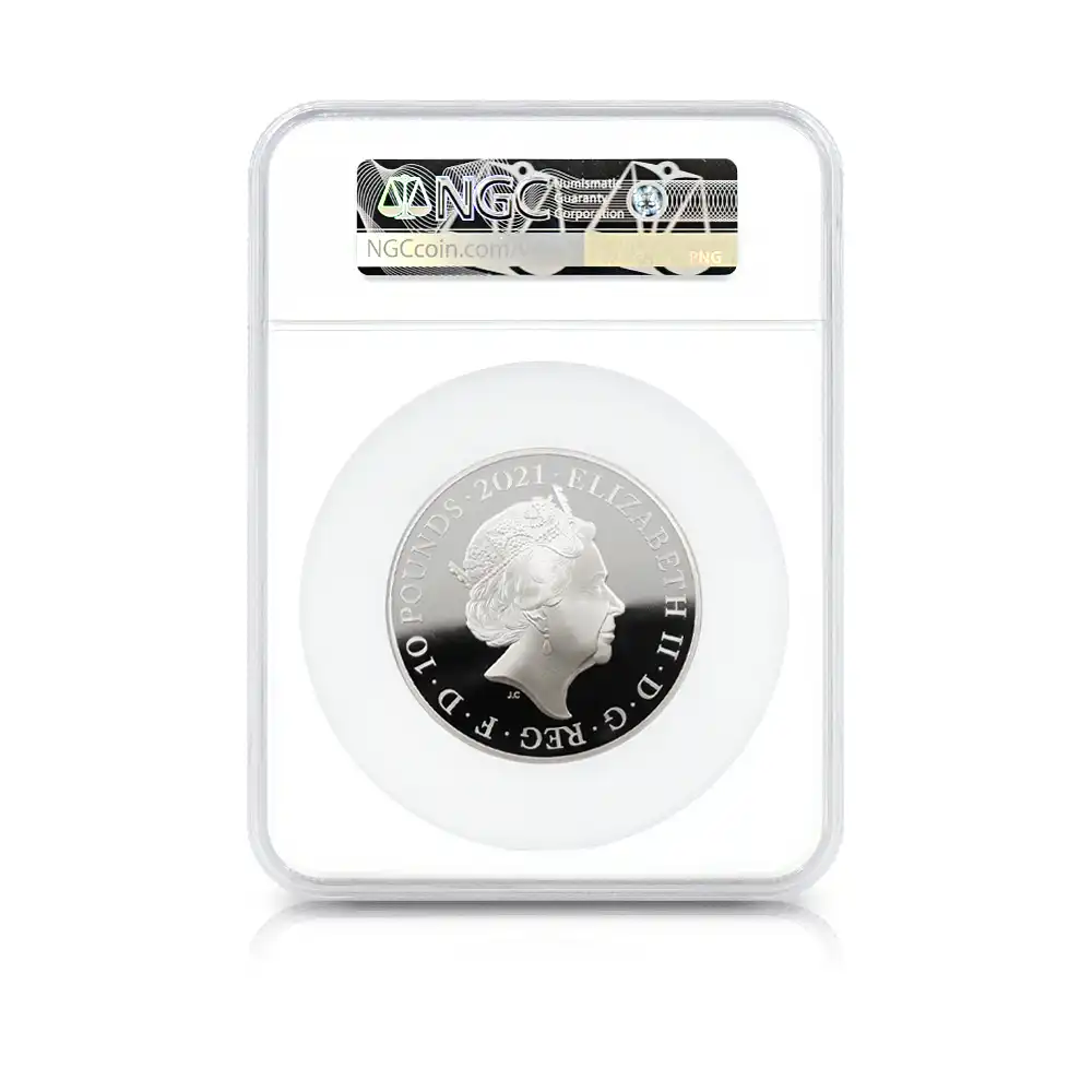 モダンコイン5:6466 2021 エリザベス2世 女王生誕95周年記念 10ポンド5オンス銀貨 NGC PF70UC 箱付き