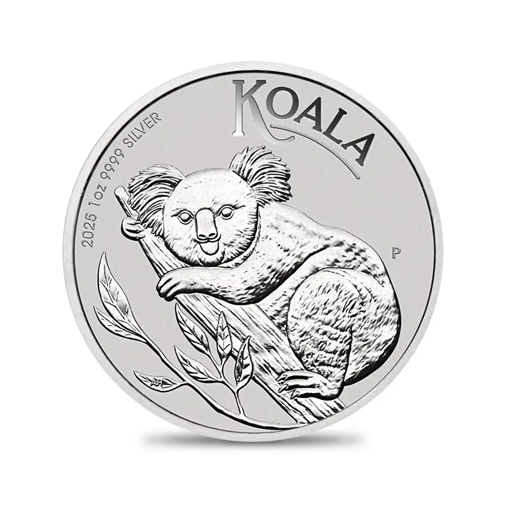 地金型2:6460 オーストラリア 2025 コアラ 1ドル 1オンス 銀貨 【1枚】 (コインケース付き)