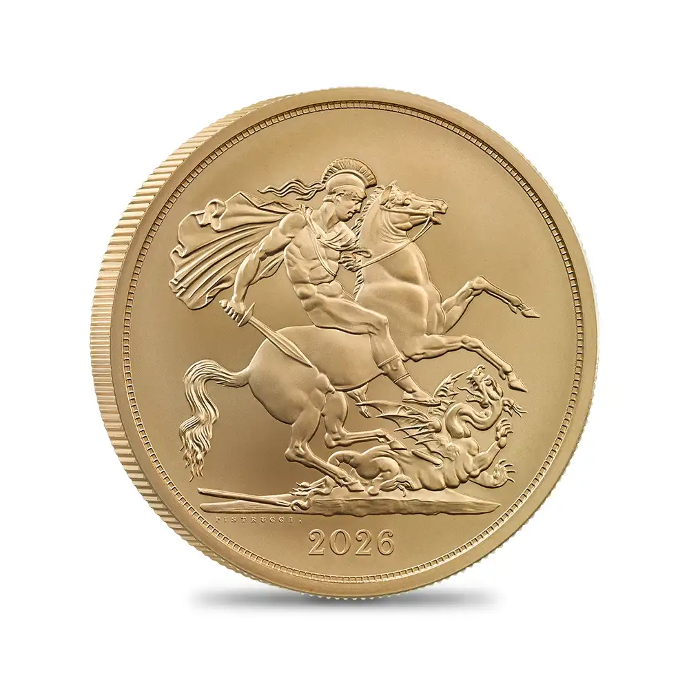 モダンコイン2：6471 2026 チャールズ3世 聖ジョージ竜退治 5ソブリンBU金貨 未鑑定 箱付き【ご予約承り品】