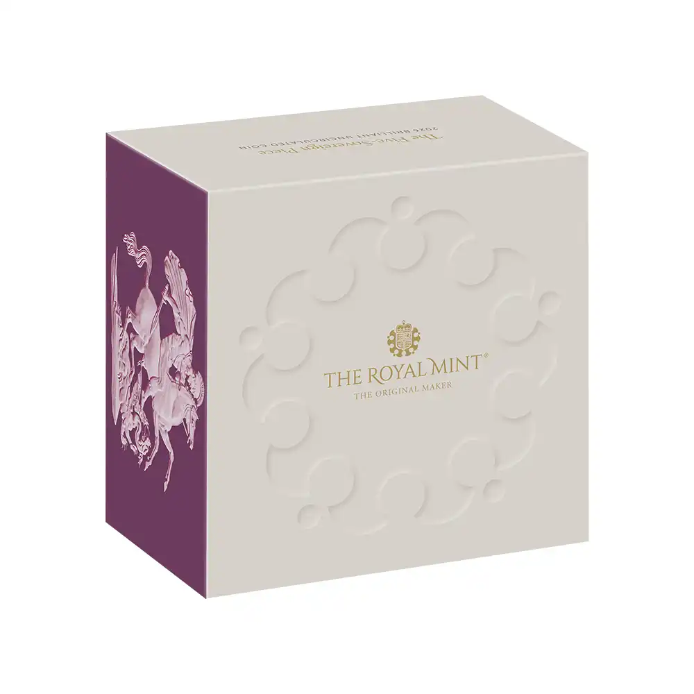 モダンコイン4：6471 2026 チャールズ3世 聖ジョージ竜退治 5ソブリンBU金貨 未鑑定 箱付き【ご予約承り品】