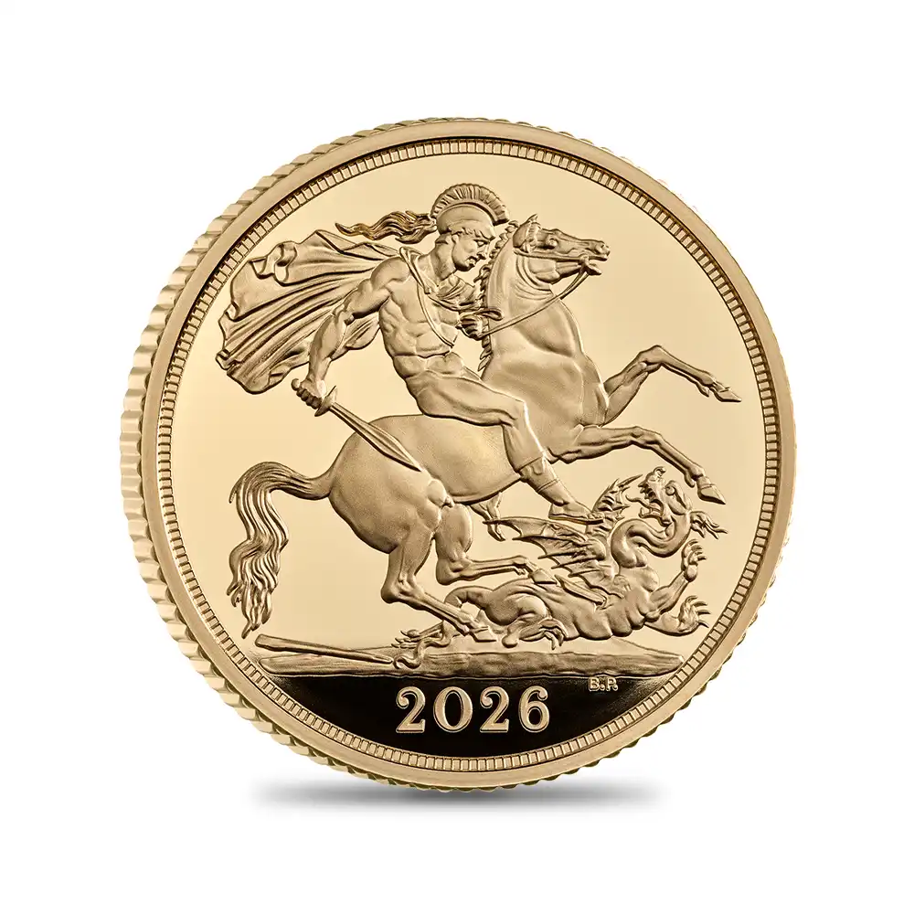 モダンコイン4:6470 2026 チャールズ3世 聖ジョージ竜退治 5・2・1・1/2・1/4ソブリンプルーフ金貨 未鑑定 箱付き【ご予約承り品】