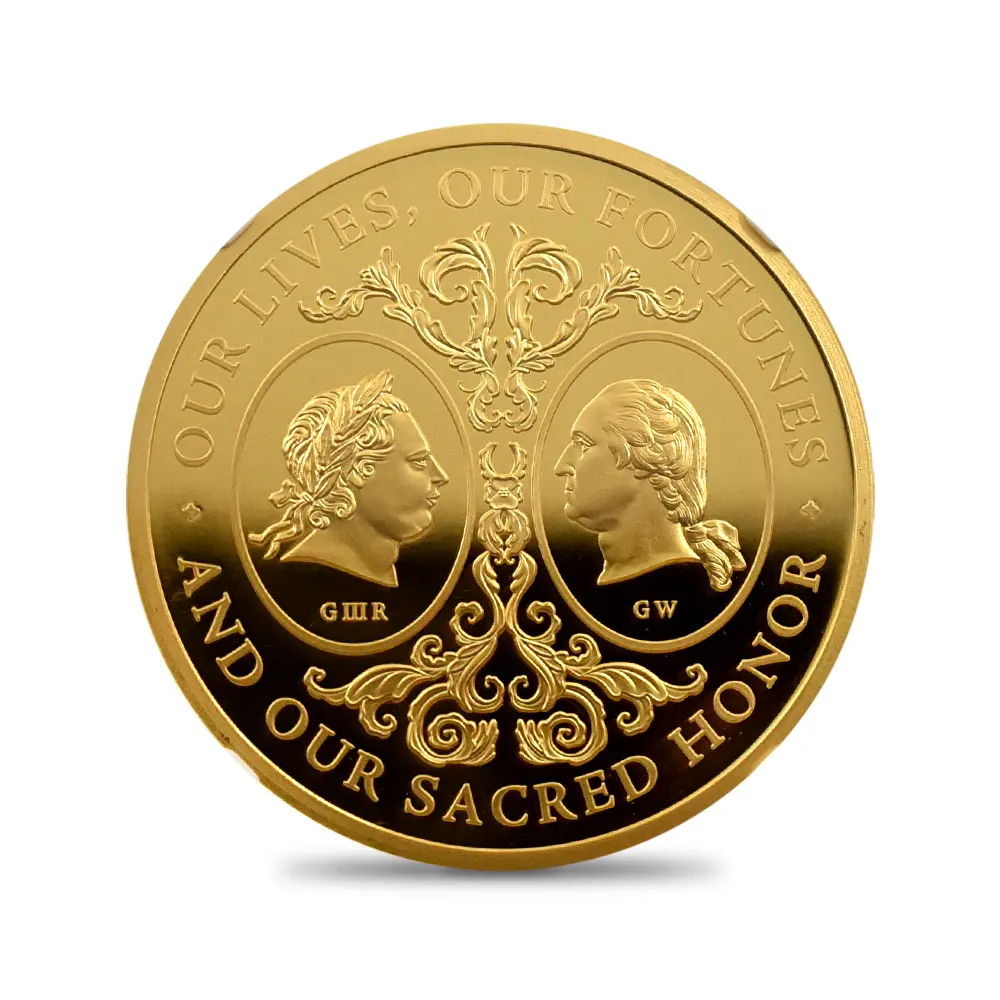 モダンコイン2：6481 2025 チャールズ3世 アメリカ独立戦争250周年 ジョージ3世＆ジョージ・ワシントン 100ポンド1オンス金貨  発行即日鑑定品 NGC PF70UC 箱付き