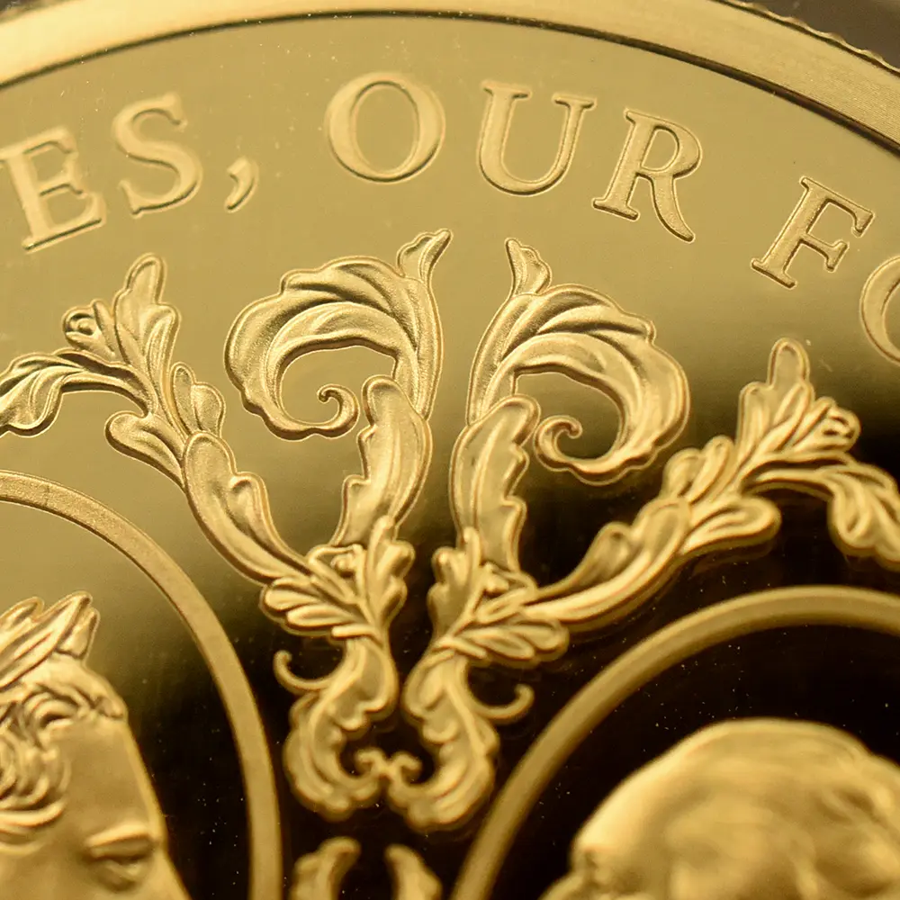 モダンコイン10：6481 2025 チャールズ3世 アメリカ独立戦争250周年 ジョージ3世＆ジョージ・ワシントン 100ポンド1オンス金貨  発行即日鑑定品 NGC PF70UC 箱付き